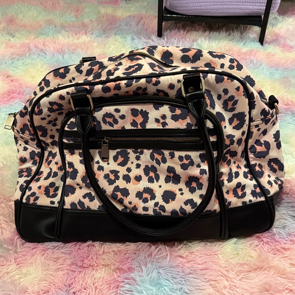 Urban Originals Pink Leopard Print Weekender Travel Bag Vegan Leather